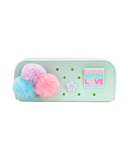 Mint Silicone Pencil Case with Pompom