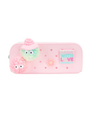 Pink Silicone Pencil Case with Pompom