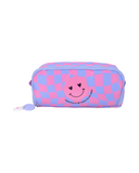 Purple Multi Pockets Smiley Chess Pencil Case