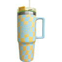 Copo Termico 900ml Smiley Chess Amarelo / Azul Marshmallow